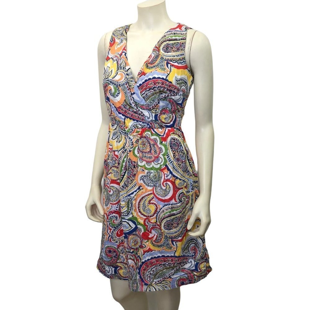 TOMMY HILFIGER V-NECK SLEEVELESS PRINT DRESS SZ 6